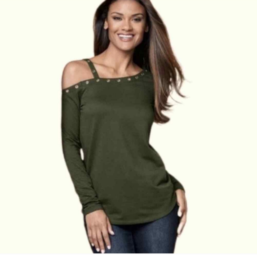NWOT Venus Women's Olive Green Off-Shoulder Top